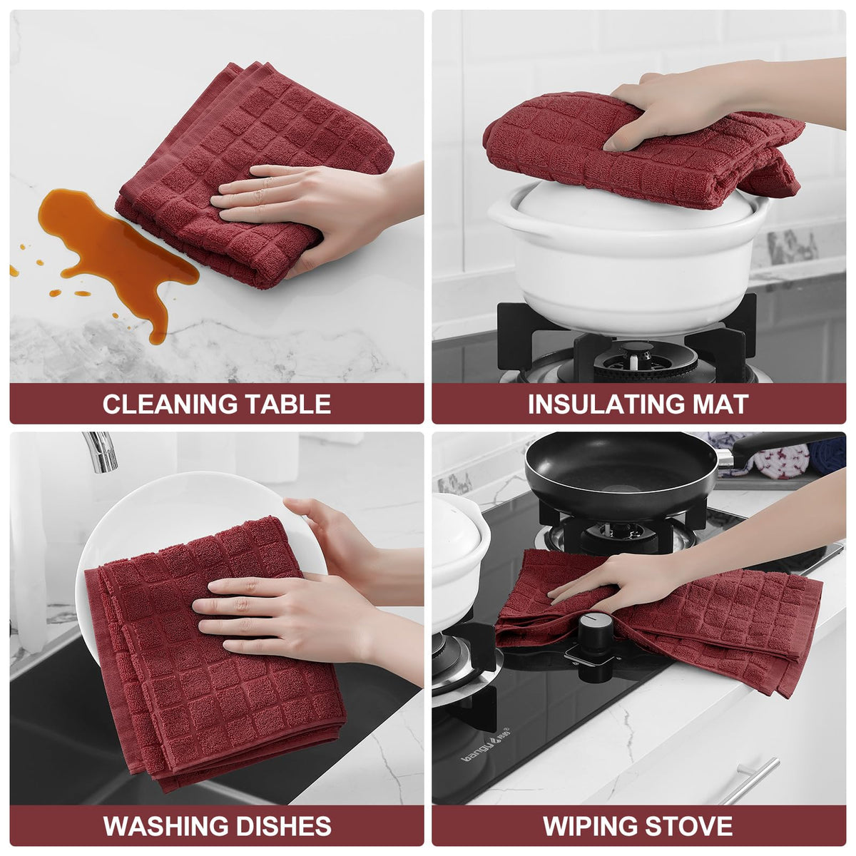 Large Premium Cotton Kitchen Towels 16"x 28" (6 Count)