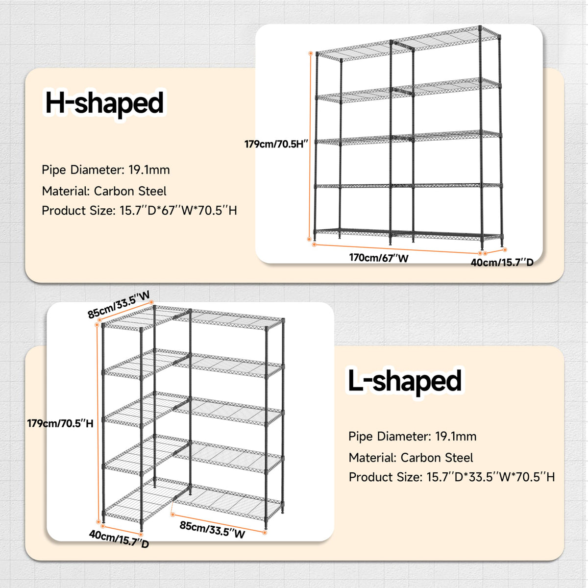 5 Tiers Storage Shelves Load 1500LBS