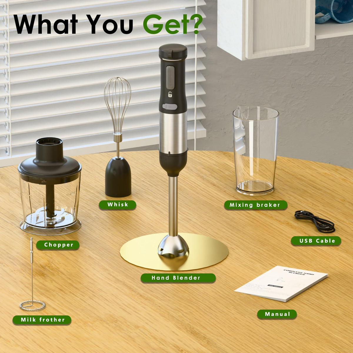 air 5-in-1 Cordless Immersion Blender with Rechargeable Handheld