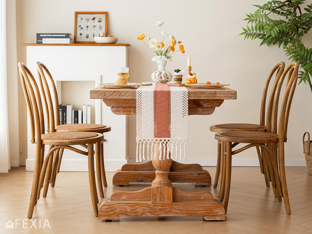 Boho Table Runner for Home Decor 12x90 Coral Farmhouse Decorations (7.5 Sq Ft)