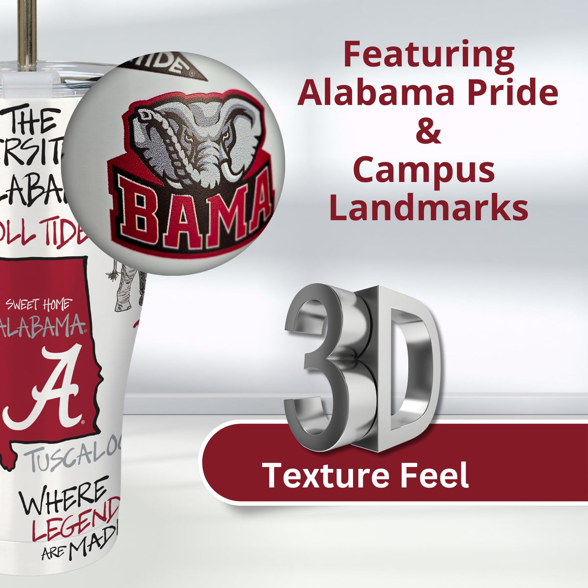 University of Alabama 30oz Stainless Steel 3D Icon Travel Mug
