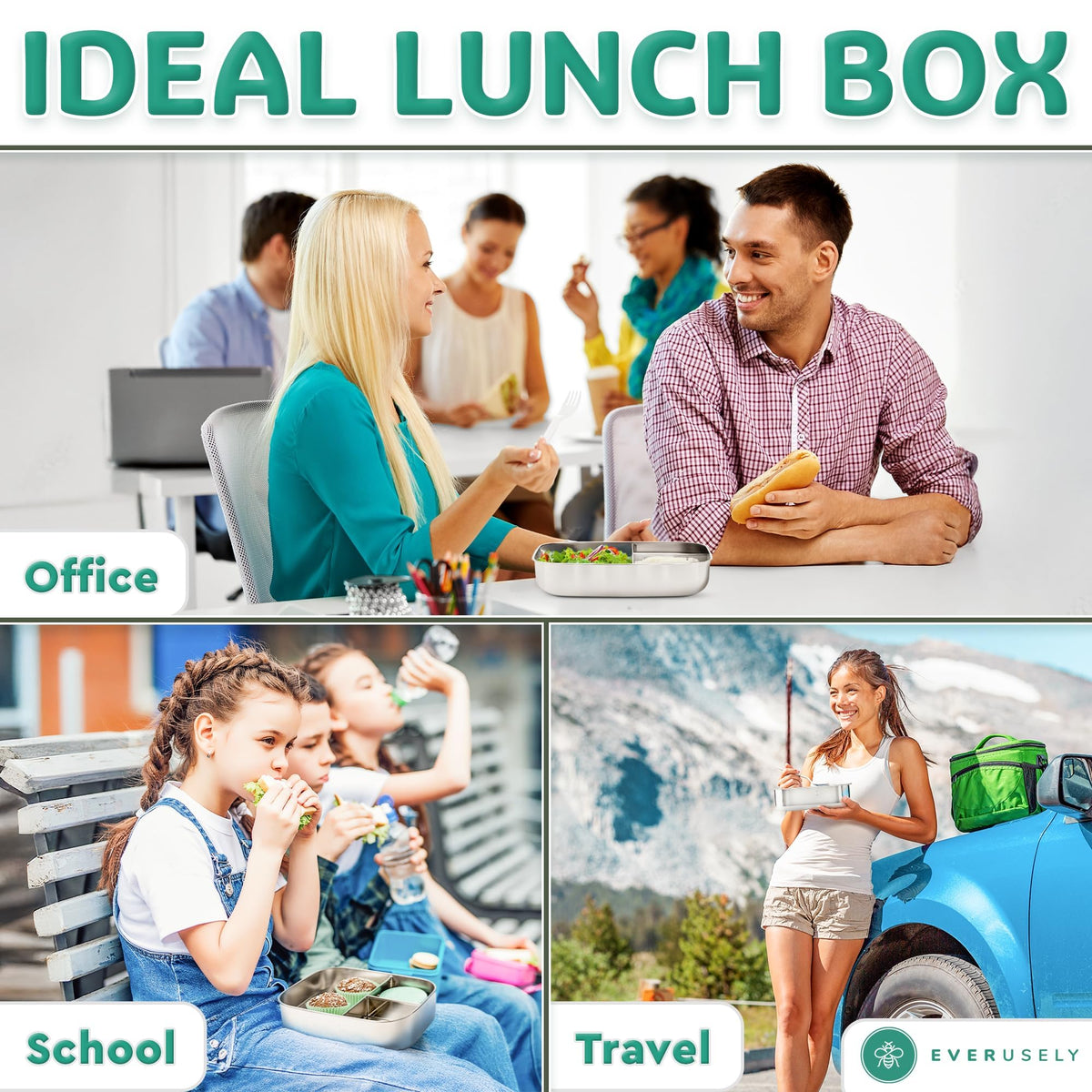 Stainless Steel Bento Box + Condiment Container