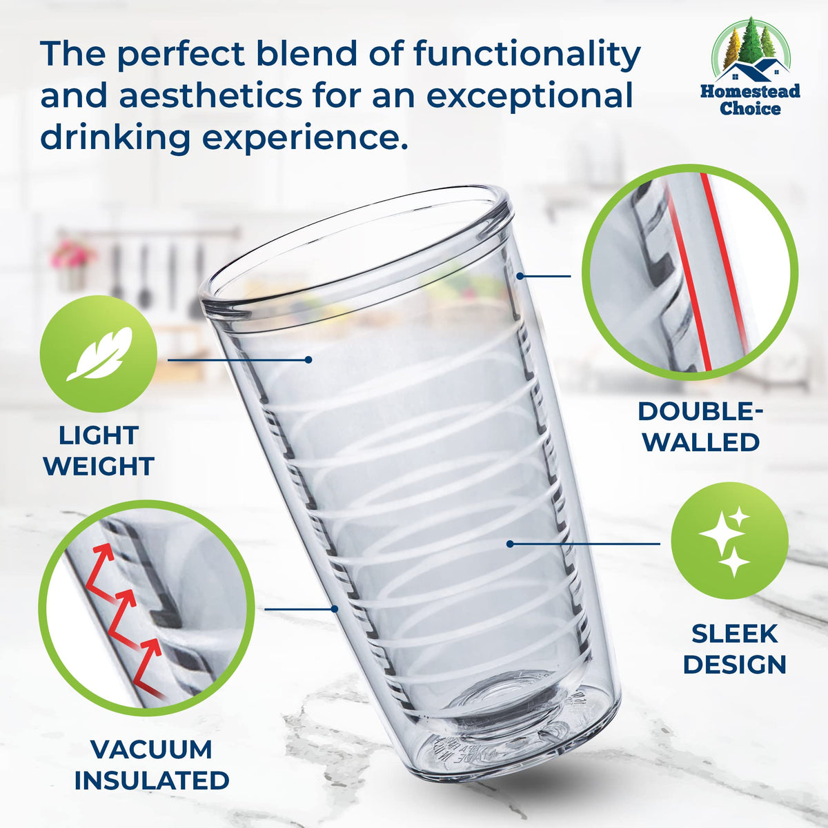 Insulated Tumblers Plastic 16oz 4pack (4 Count)