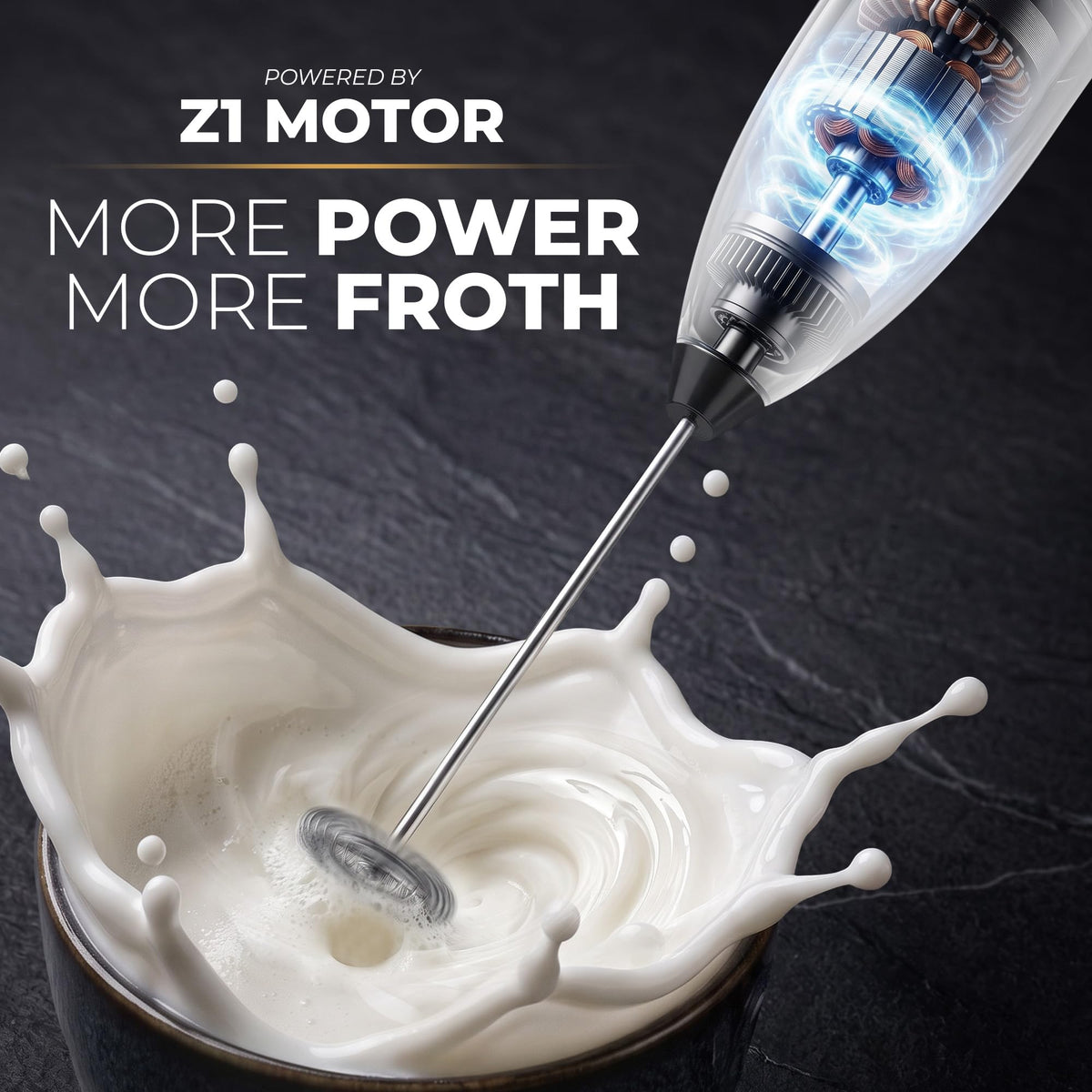 Powerful Milk Frother Wand With Duracell Batteries