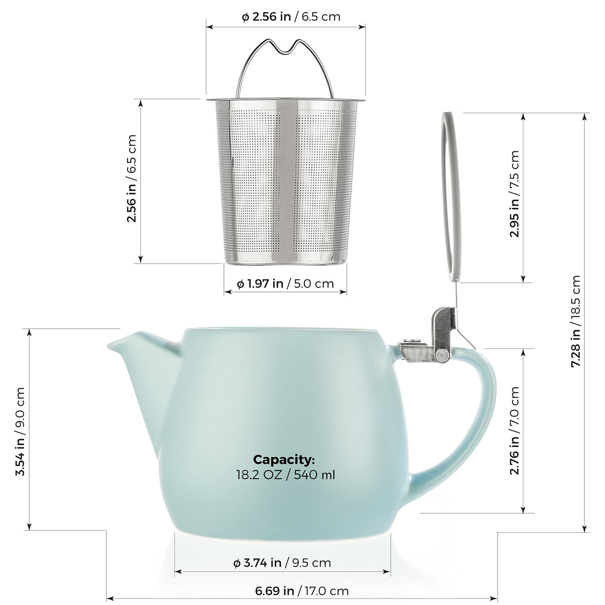 Pluto Porcelain Small Teapot Turquoise