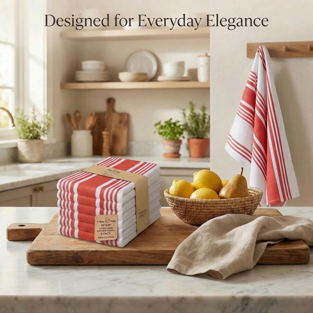 Kitchen Towels Cotton Dish Towels 20”x30” (6 Count)