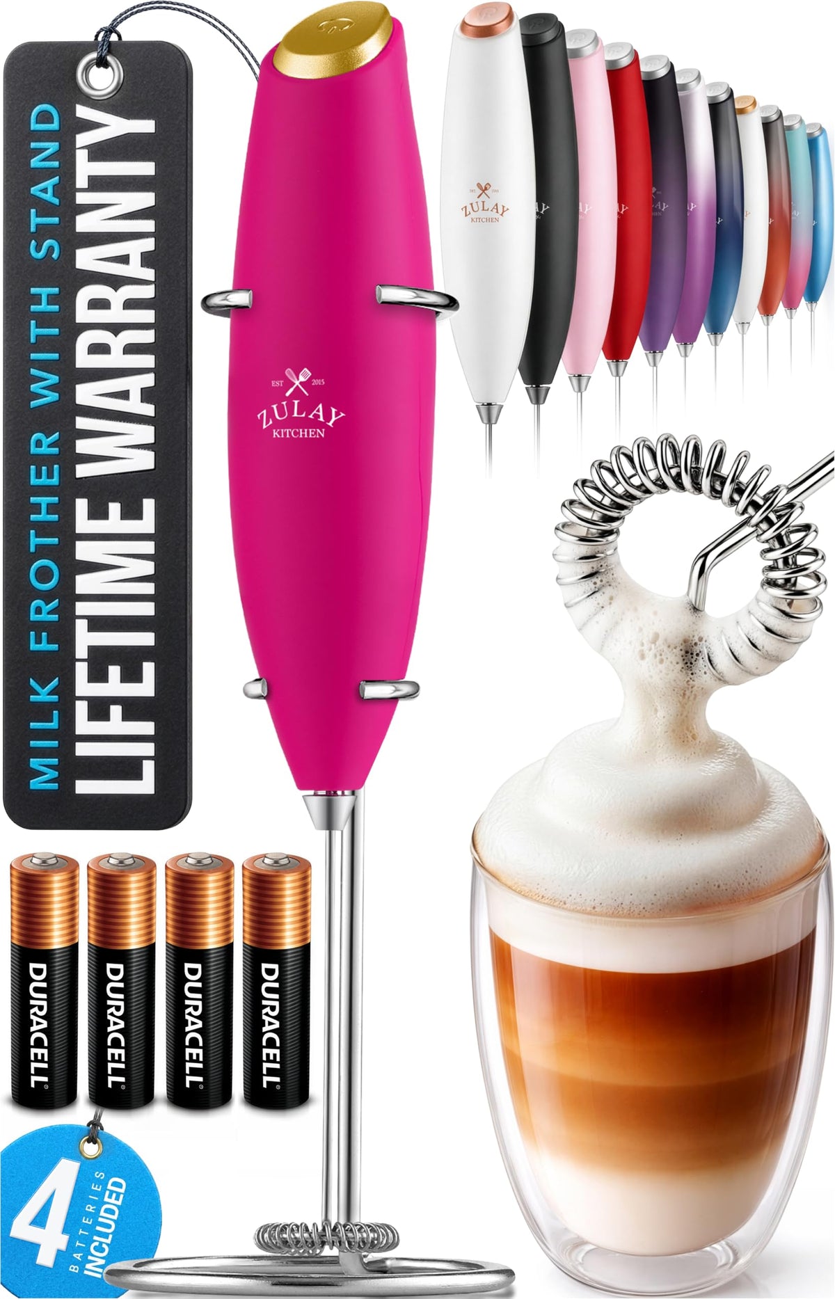 Powerful Milk Frother Wand With Duracell Batteries