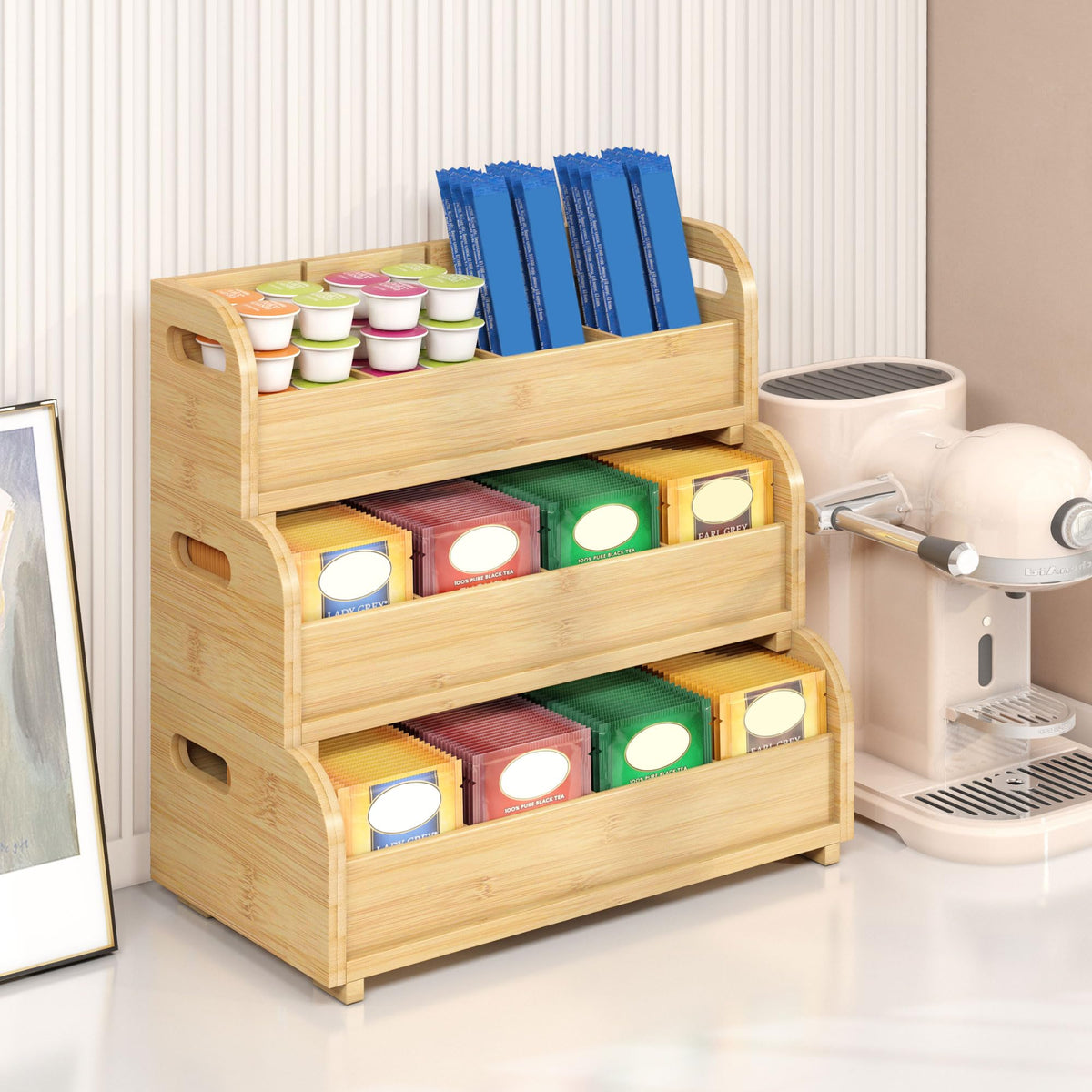 3 Tier Bamboo Tea Bag Organizer