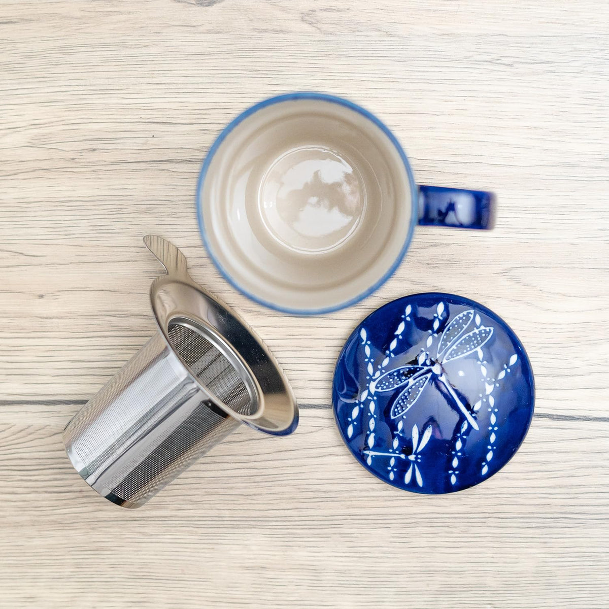 Tea Mug With Lid and Stainless Steel Infuser For Loose Leaf Tea Bag Tea Cup 15oz Porcelain Hot Beverage Everyday Use Home Office