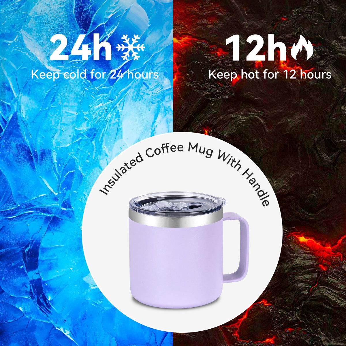 14 oz Insulated Coffee Mug Bulk with Handle (8 Count)
