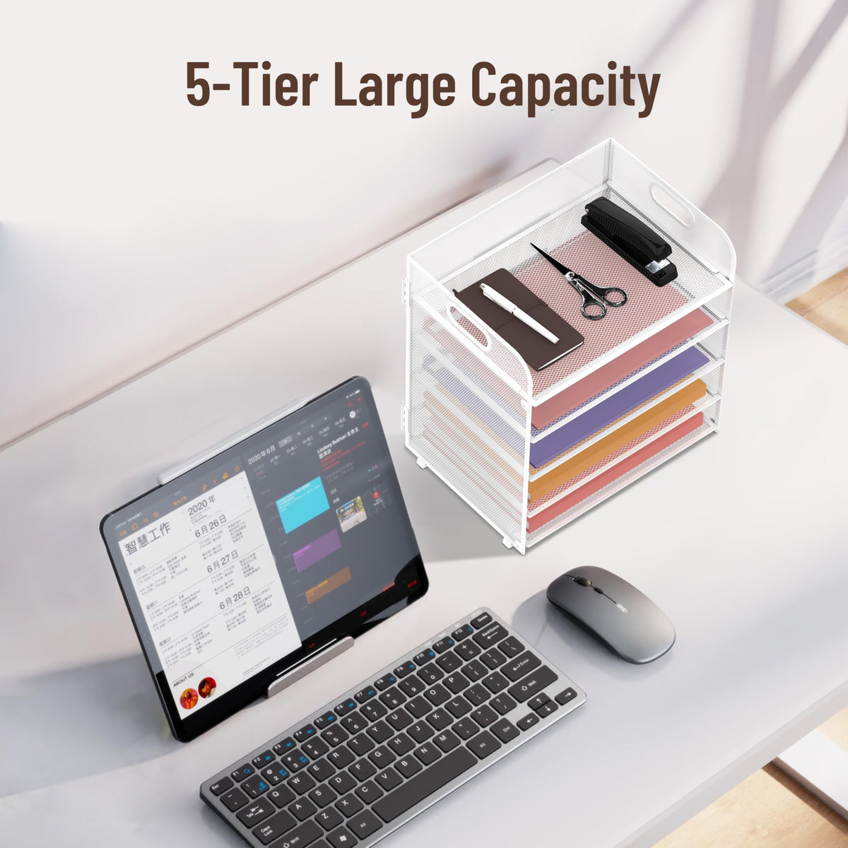 5 Trays Paper Organizer Letter Tray with Handle