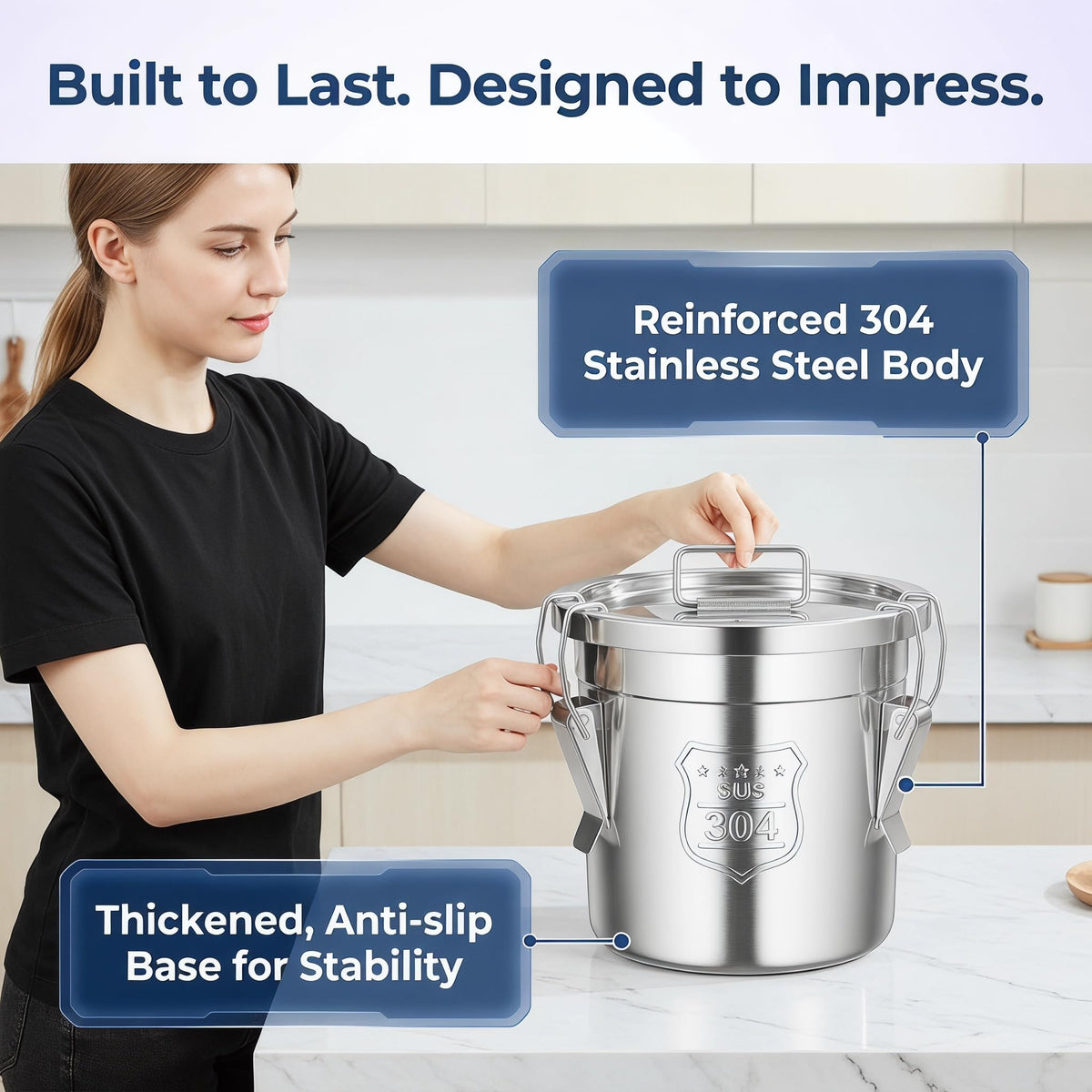 1.61Gal 304 Stainless Steel Airtight Canister