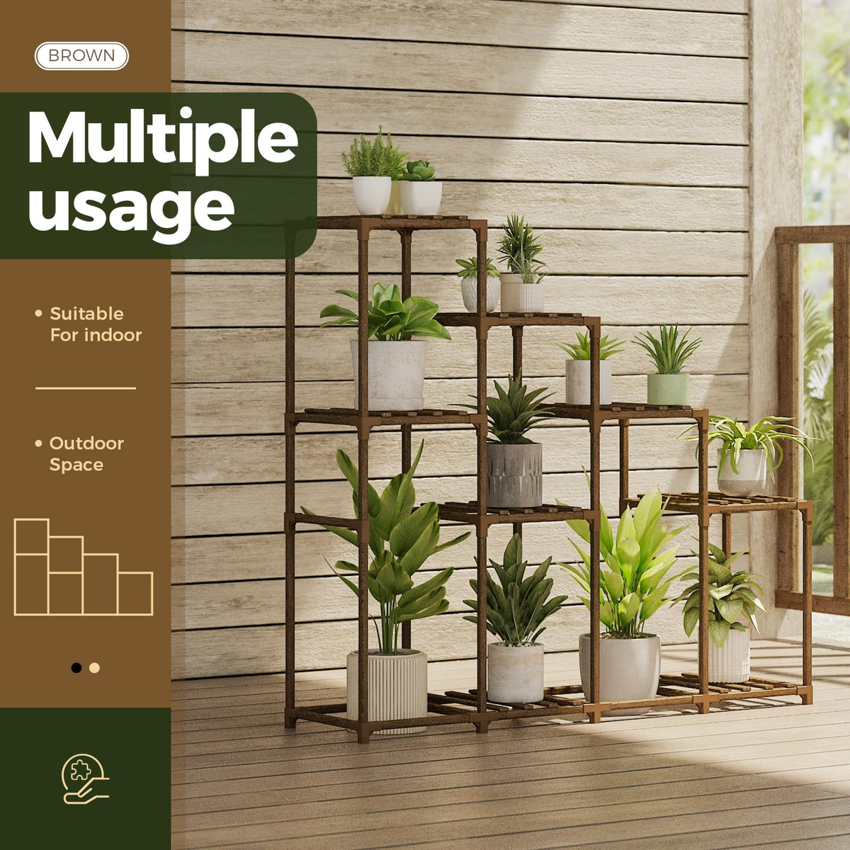 Tall Plant Stand Indoor Wood Plant Shelf Outdoor Tiered Plant Rack