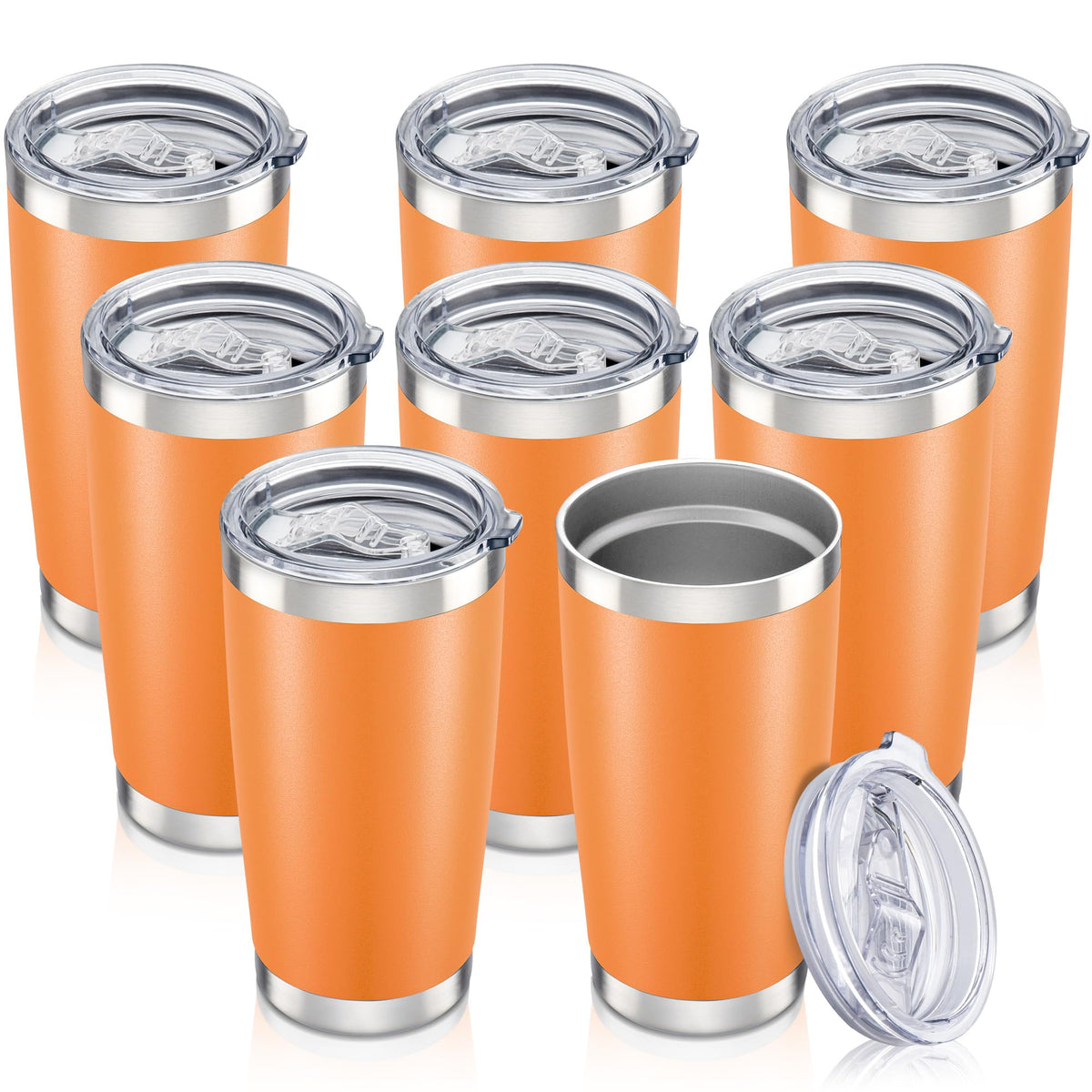 20 oz Tumbler with Lid Stainless Steel Insulated Tumblers Bulk Cups Mug (8 Count)