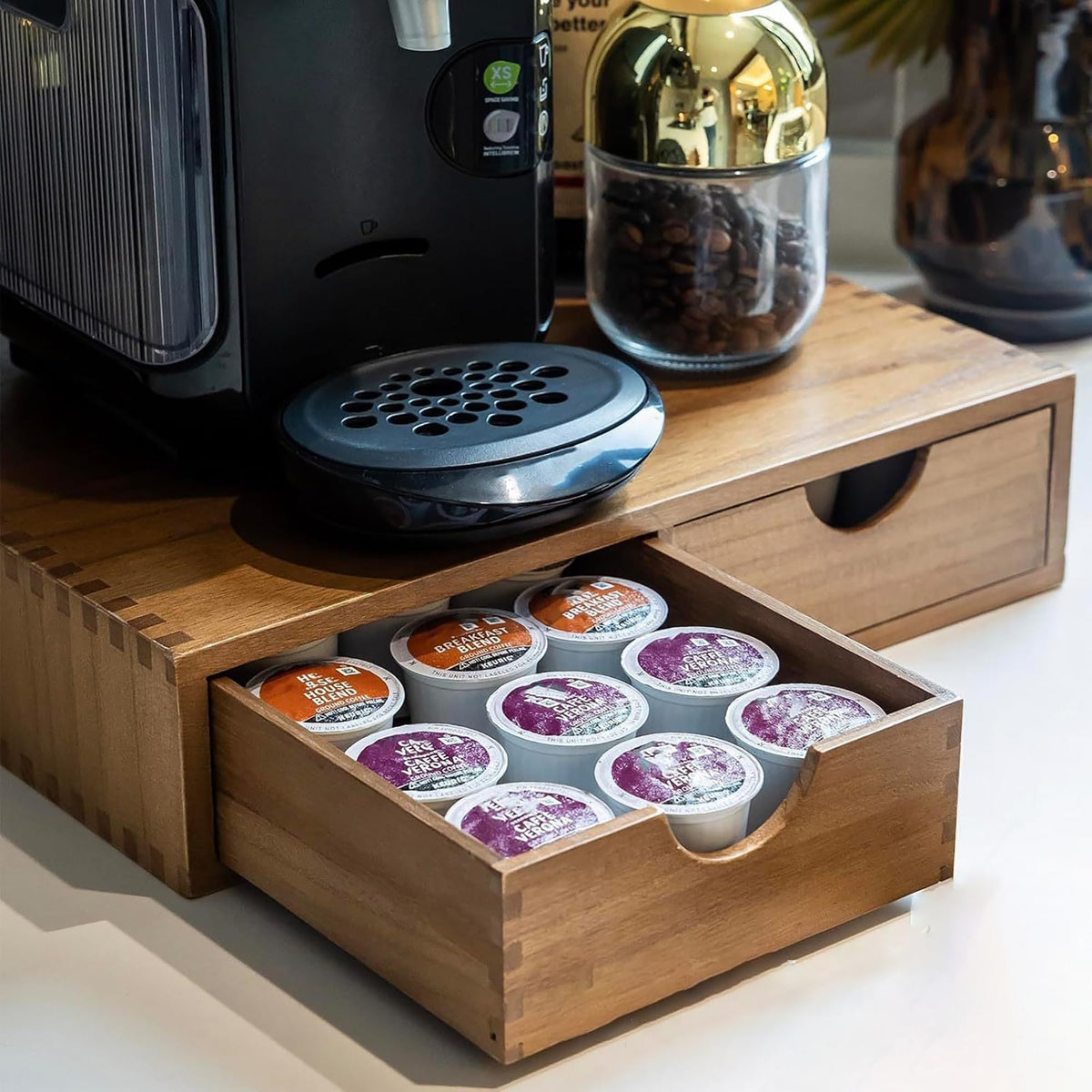 Wooden coffee capsule storage box