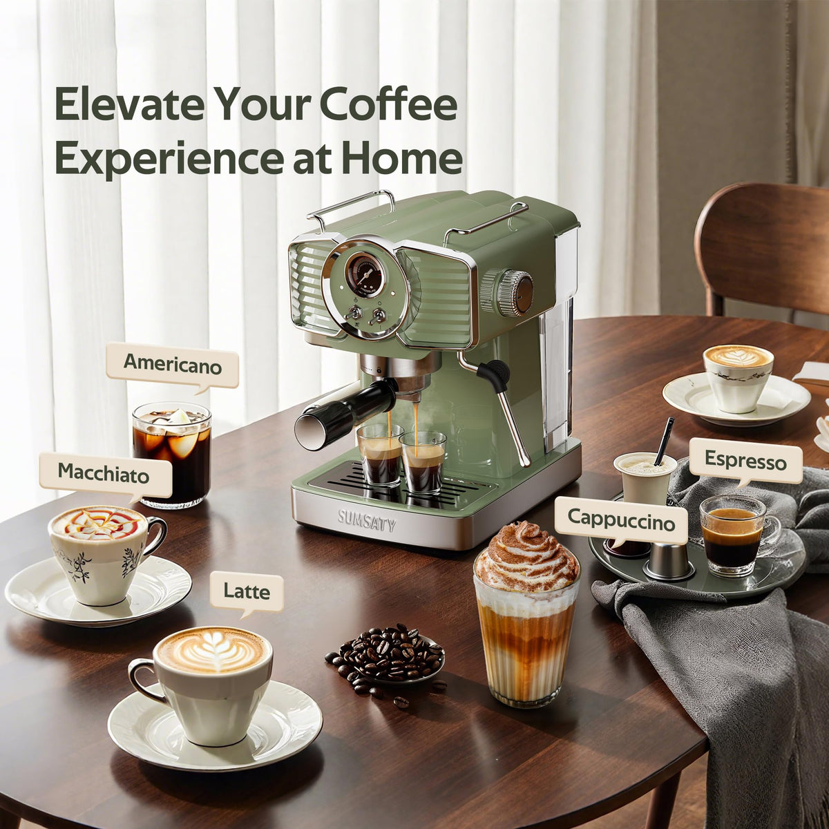 20 Bar Espresso Machine Retro with Powerful Milk Frother