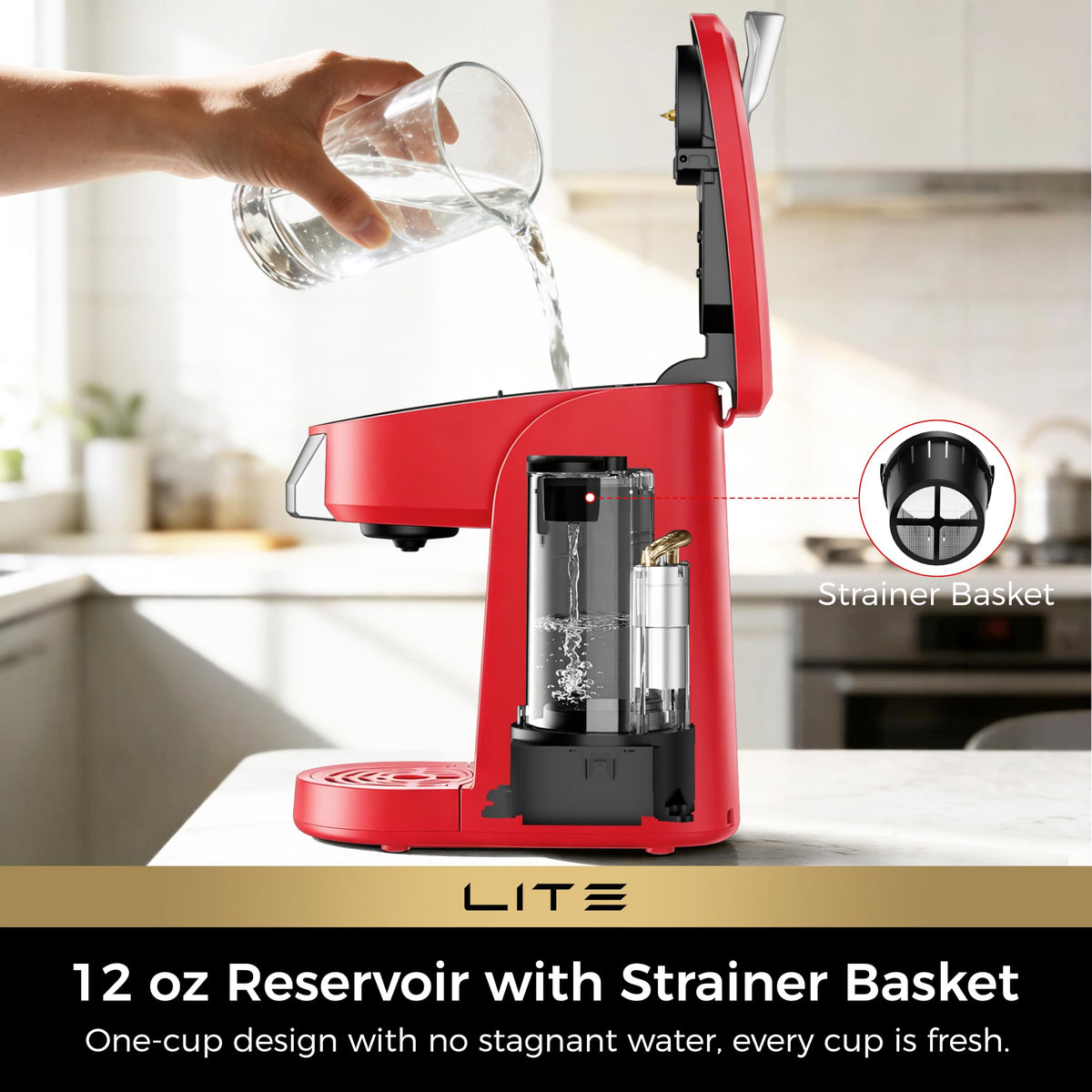 Lite Single Serve Coffee Maker for K Cup with One Touch Brew