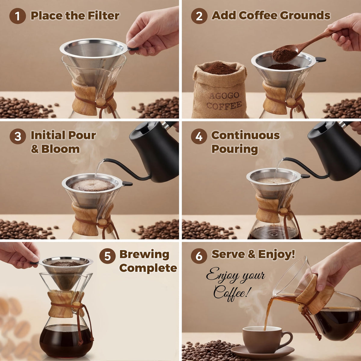 Pour Over Coffee Maker Set