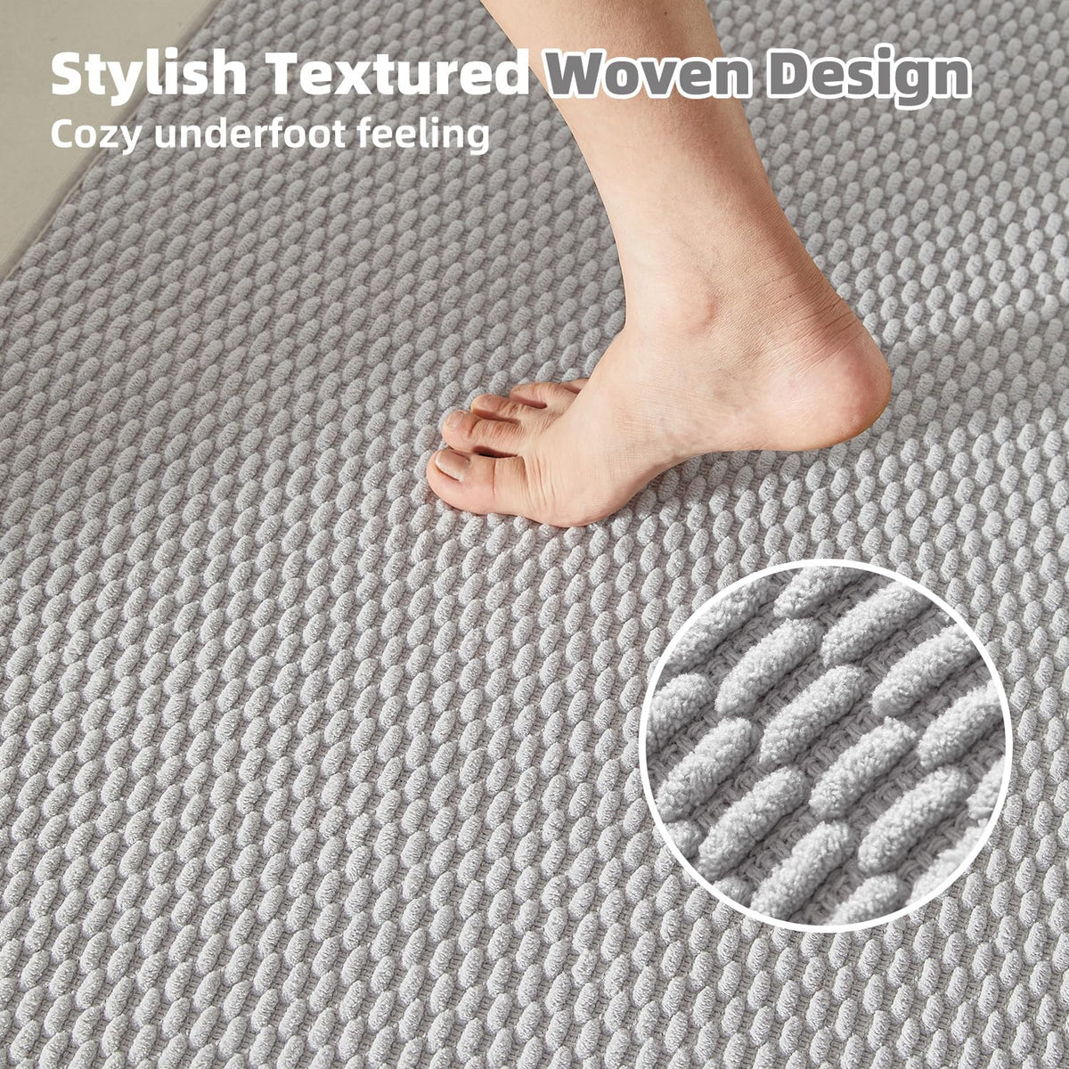 Toilet Rug Thin Toilet Rugs U Shaped Washable Non Slip Absorbent Quick Dry Low Pile Toilet Mat (480 sq in)