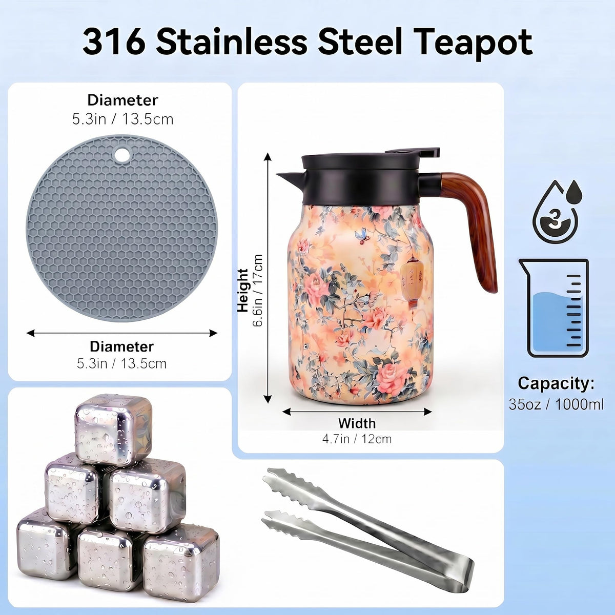 Insulated Stainless Steel Teapot