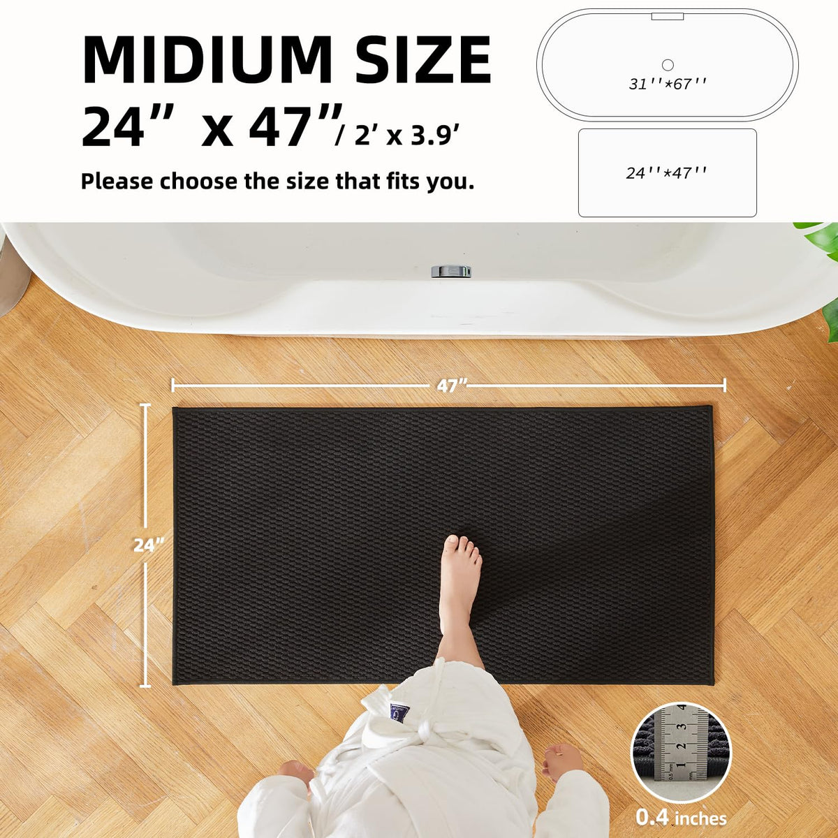 Black Bathroom Rugs Non Slip Washable