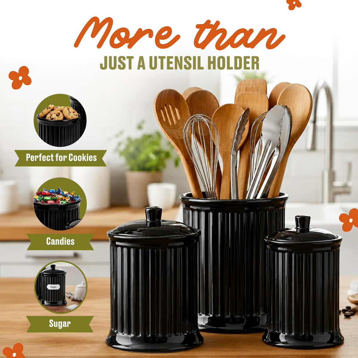 Simsbury Black Stoneware Canister