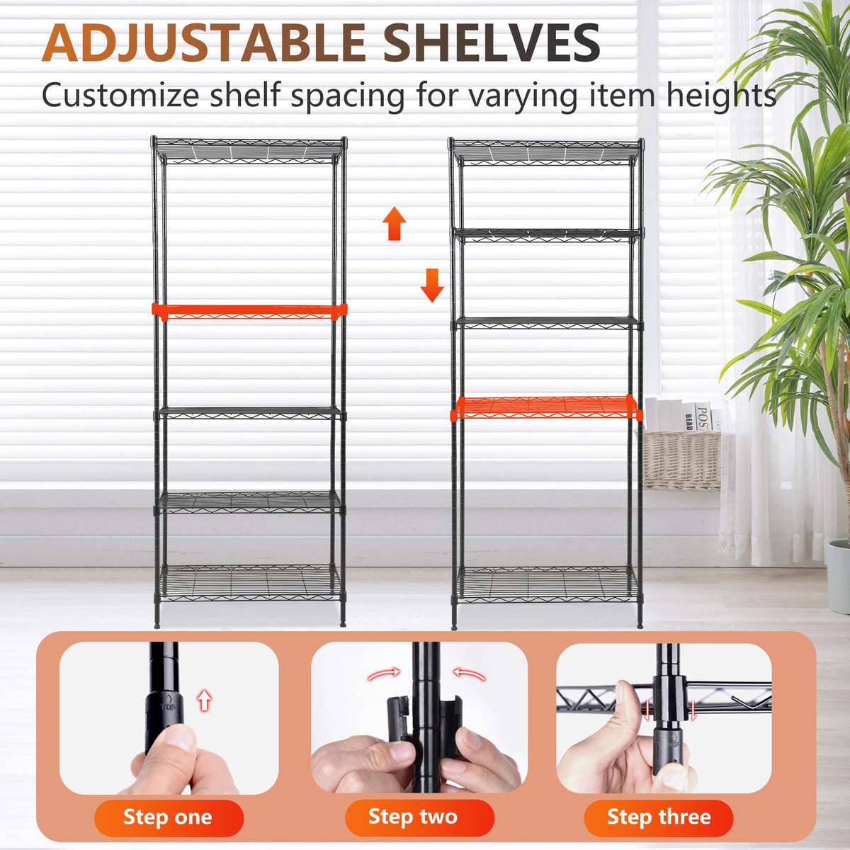 Shelves Wire Shelving Utility Storage Shelves Shelving Unit NSF Certified Height Adjustable Metal 5 Tier Shelves Easy Assembly 24" L x 14" W x 59" H