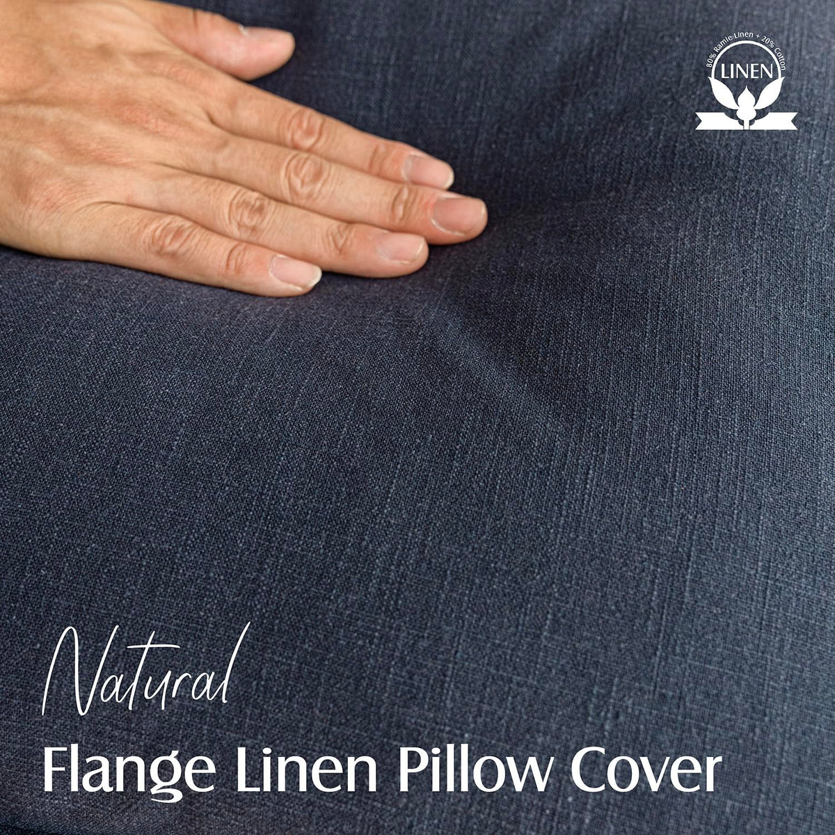 Pack of 2 Decorative Linen Solid Throw Pillow Covers Soft Accent Square Cushion Case Boho Farmhouse Pillowcase for Chair Couch Sofa Bedroom Living Room Home Decor 20 x 20 Inch Navy Blue (2 Count)