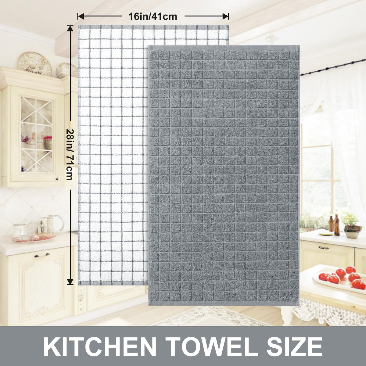 Large Premium Cotton Kitchen Towels 16"x 28" (6 Count)