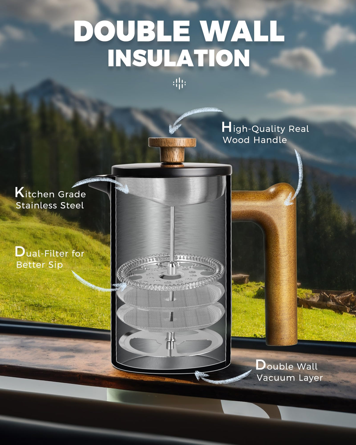 POLIVIAR French Press Coffee Maker