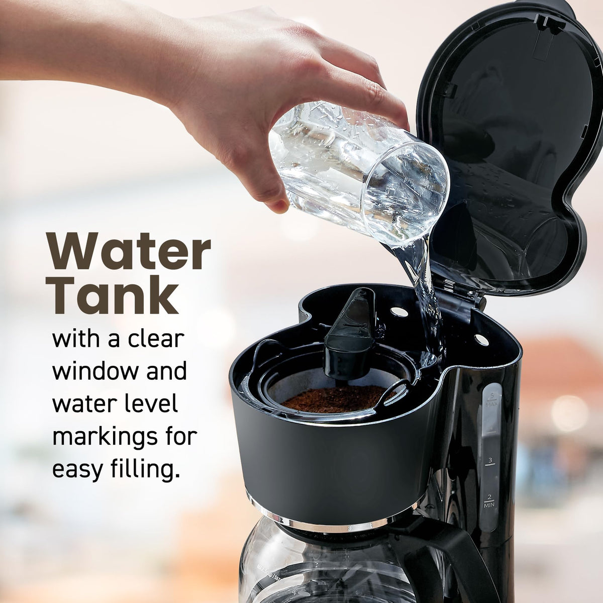 EHC 5055# Automatic Brew & Drip Coffee Maker with Pause N Serve Reusable Filter (5 Count)