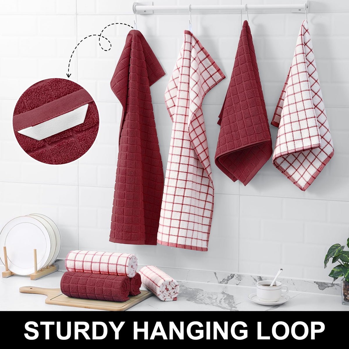 Large Premium Cotton Kitchen Towels 16"x 28" (6 Count)