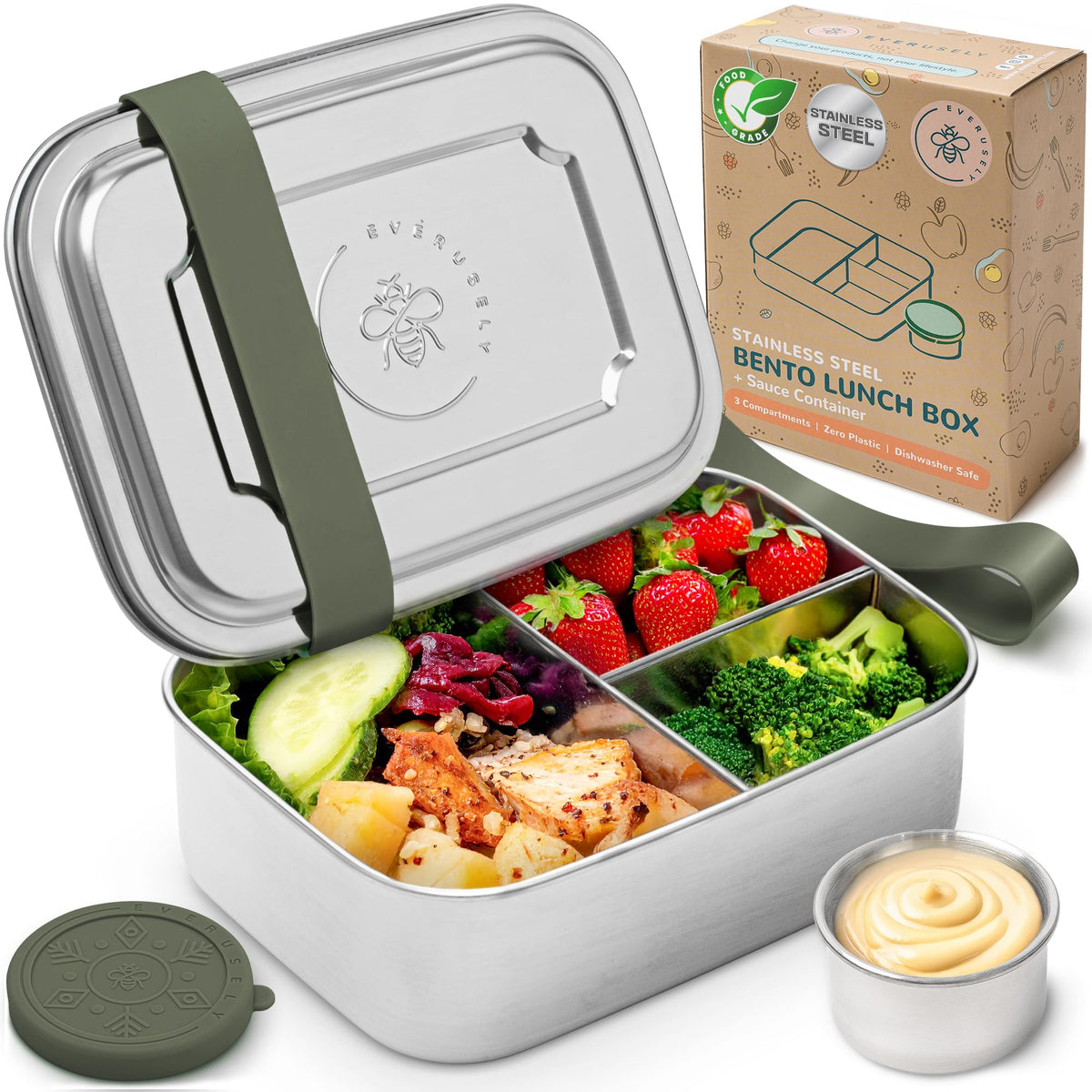 Stainless Steel Bento Box + Condiment Container