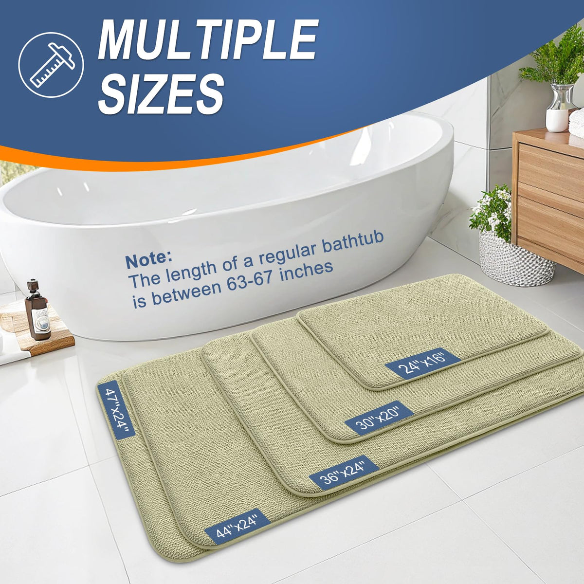 Memory Foam Small Bathroom Rugs 24x16