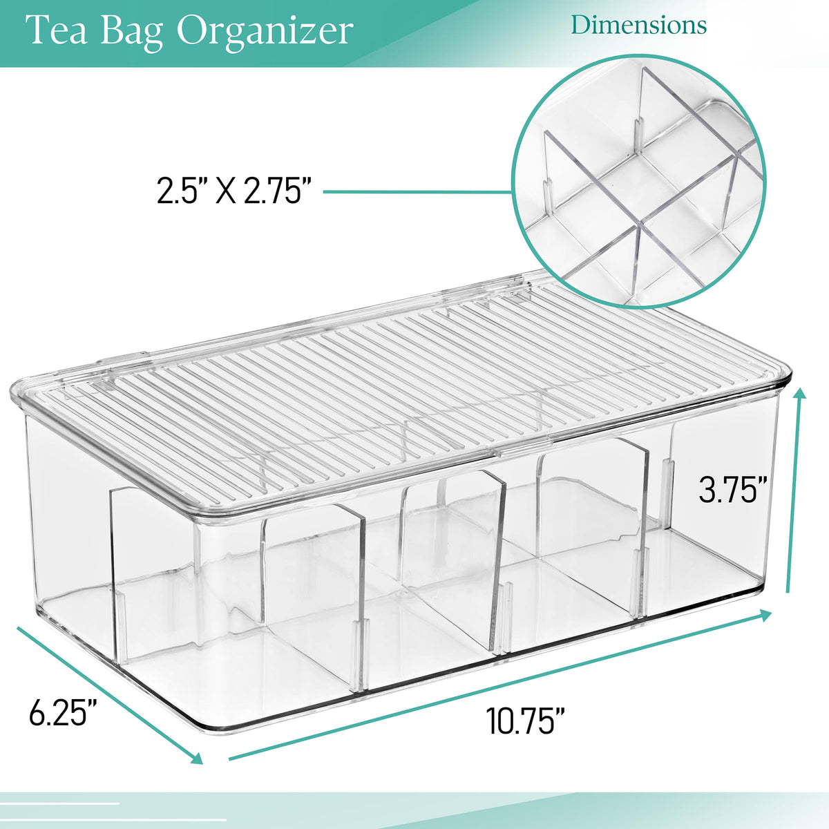 2 Pack Tea Bag Organizer Bins w (2 Count)