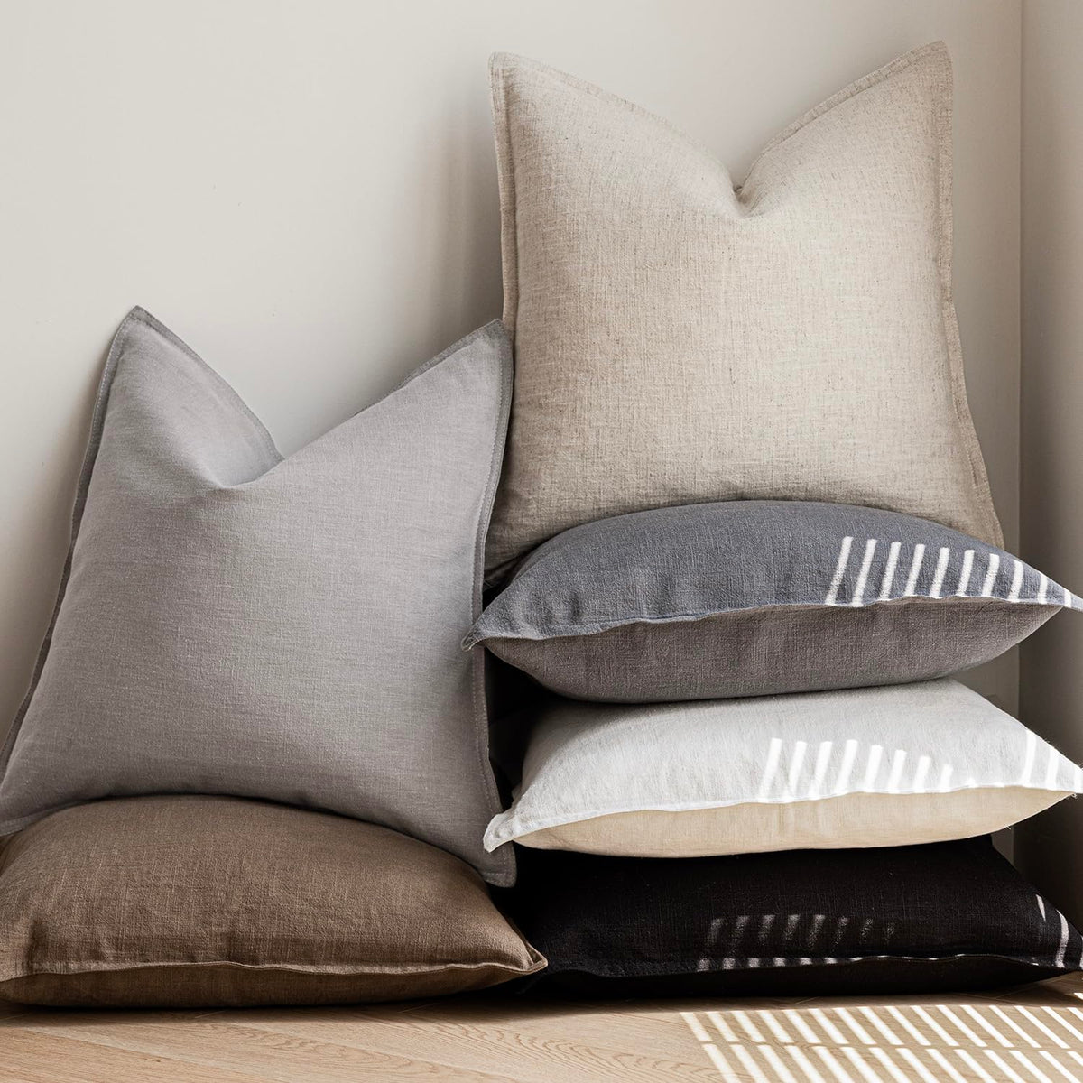 Pack of 2 Decorative Linen Solid Throw Pillow Covers Soft Accent Lumbar Cushion Case Boho Farmhouse Pillowcase for Chair Couch Sofa Bedroom Living Room Home Decor 12 x 20 Inch Black (2 Count)