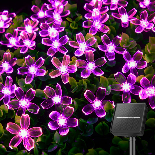 60 LED Solar String Lights Flower Outdoor Waterproof Fairy Lights for Garden Yard Fence Patio Christmas Tree Wedding Party Decor (60 Count)