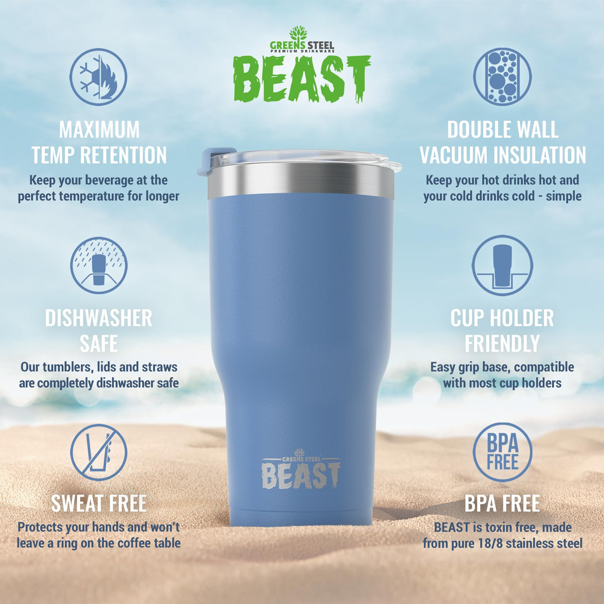 Beast 20 oz Tumbler Stainless Steel Vacuum Insulated Coffee Ice Cup Double Wall Travel Flask