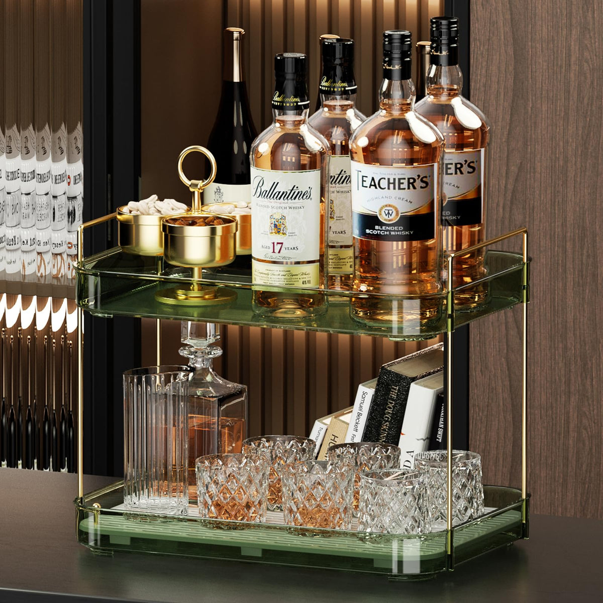Whiskey Tray Glass Cup Rack