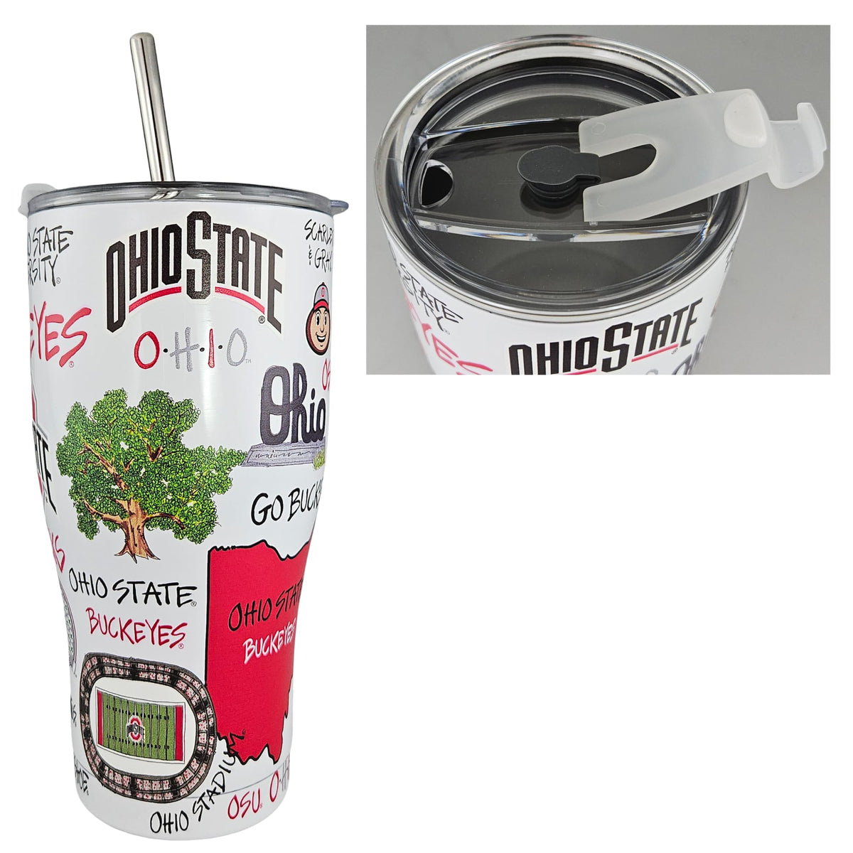 Magnolia Ohio State University 30oz Stainless Steel 3D Icon Travel Mug