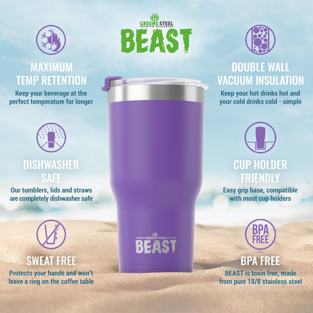 Beast 20 oz Tumbler Stainless Steel Vacuum Insulated Coffee Ice Cup Double Wall Travel Flask