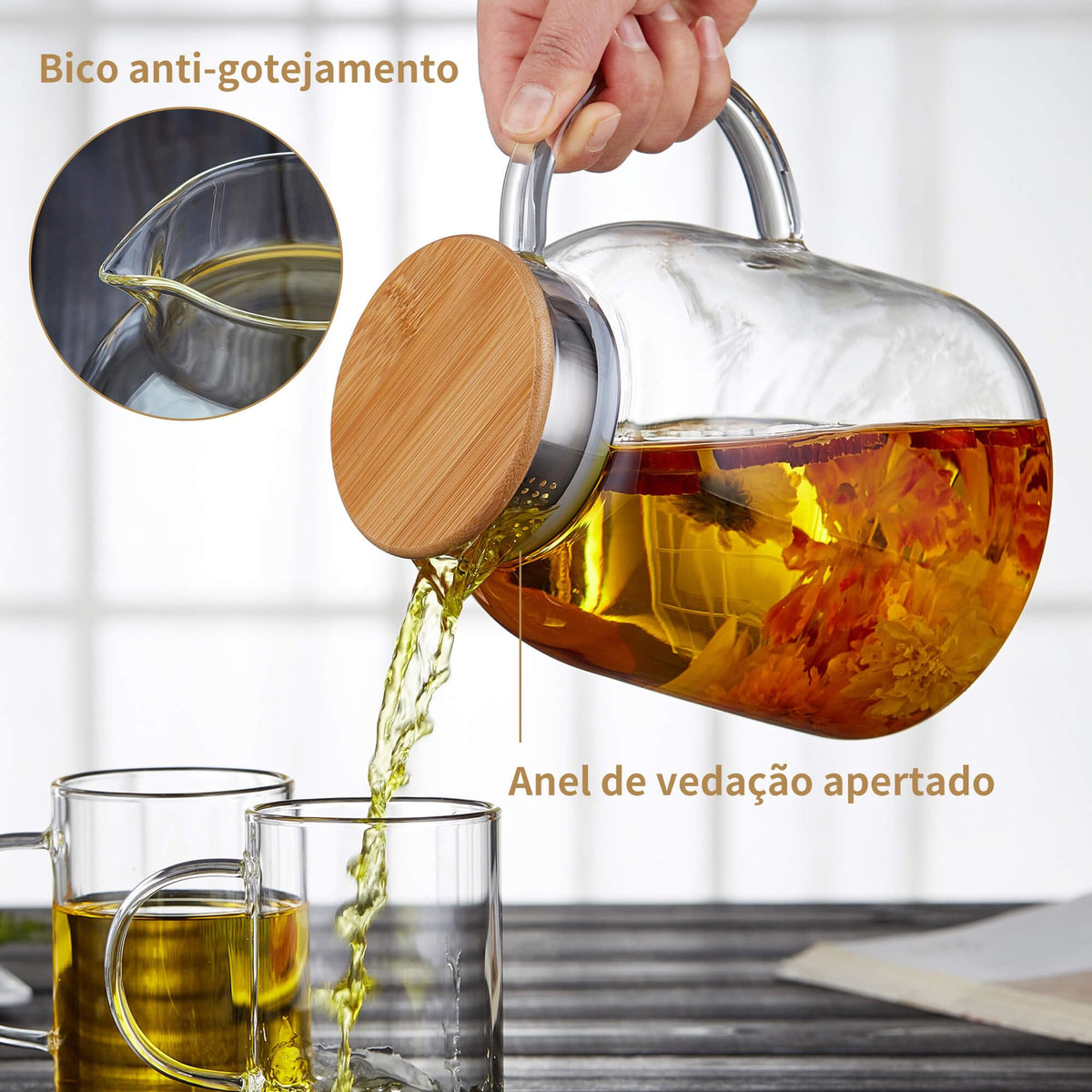 Large Glass Teapot with Infuser (68 Fl Oz)