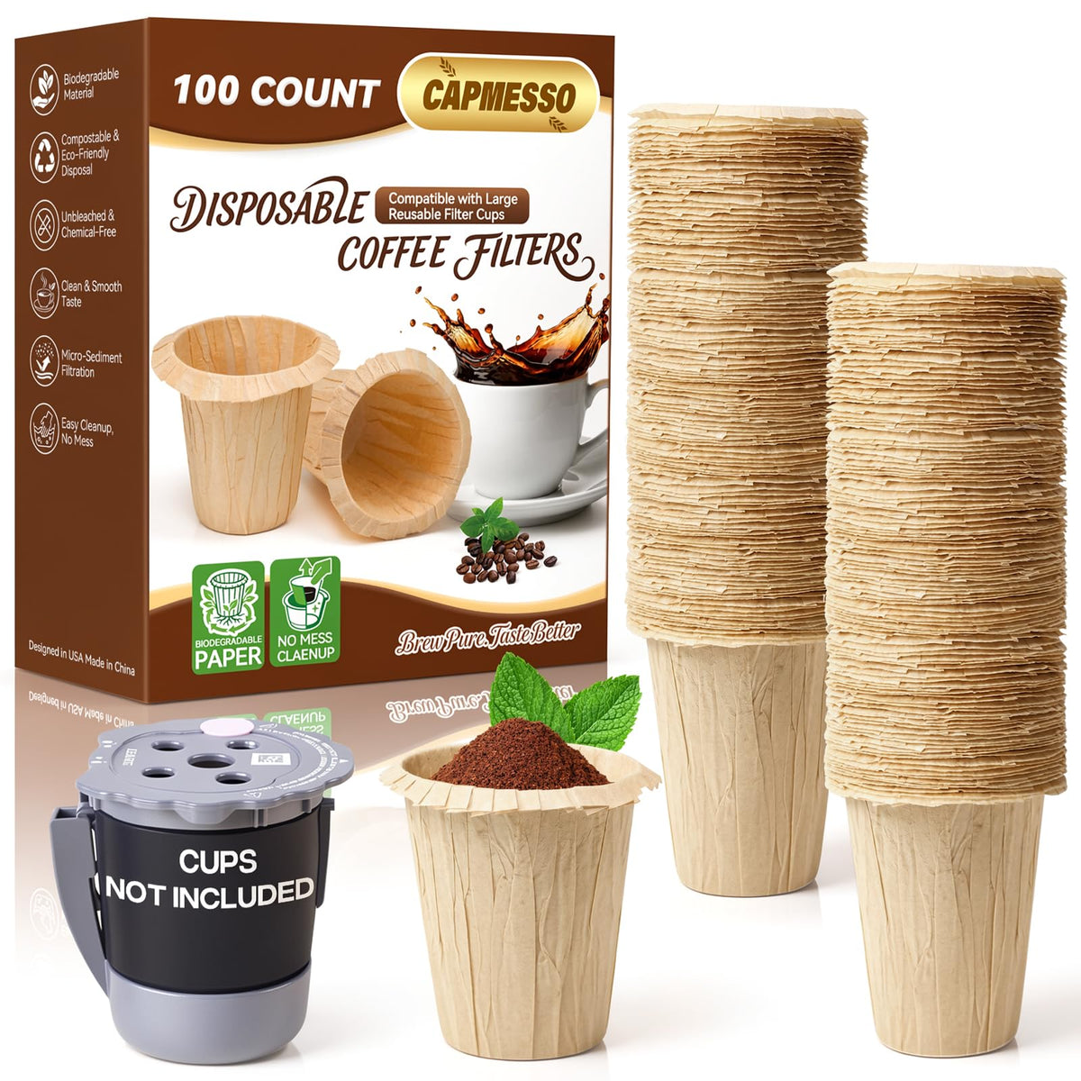 Disposable Coffee Filters 2.1"H (100 Count)