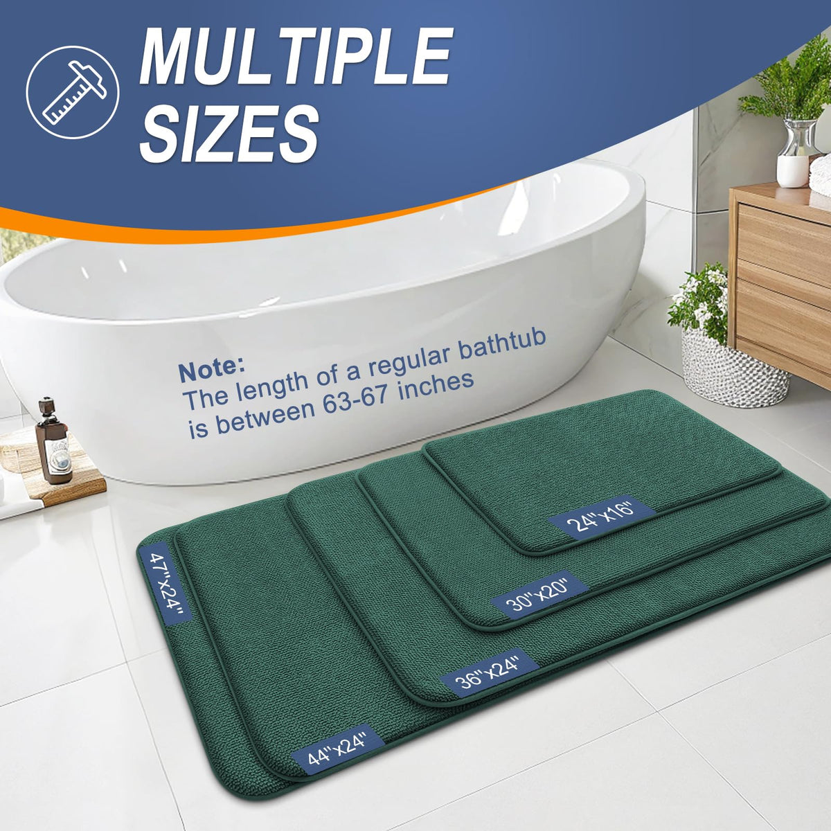 Memory Foam Bathroom Rugs 36x24