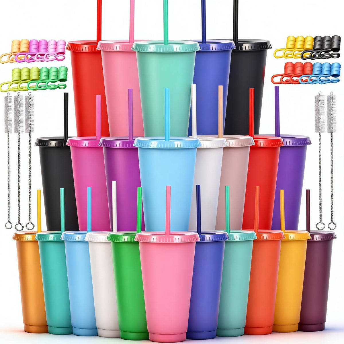 24 oz Reusable Plastic Cups (24 Count)