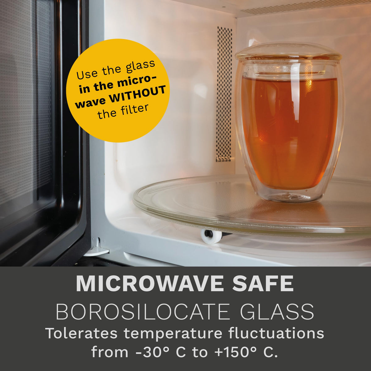 Double Walled Tea Glass with Stainless Steel Filter and Glass Lid