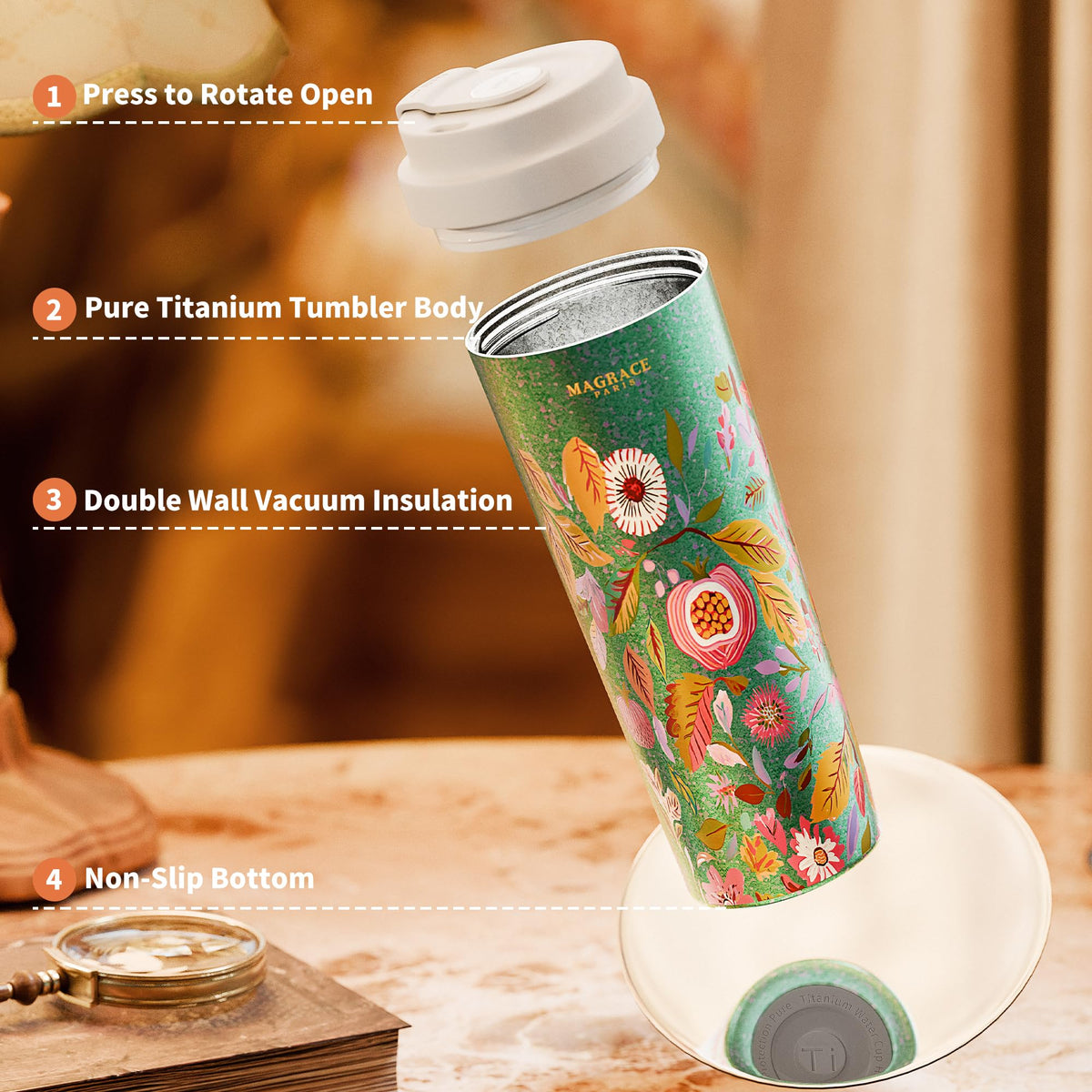 Titanium Travel Coffee Mug 27oz UltraLight Vacuum Insulated Tumbler