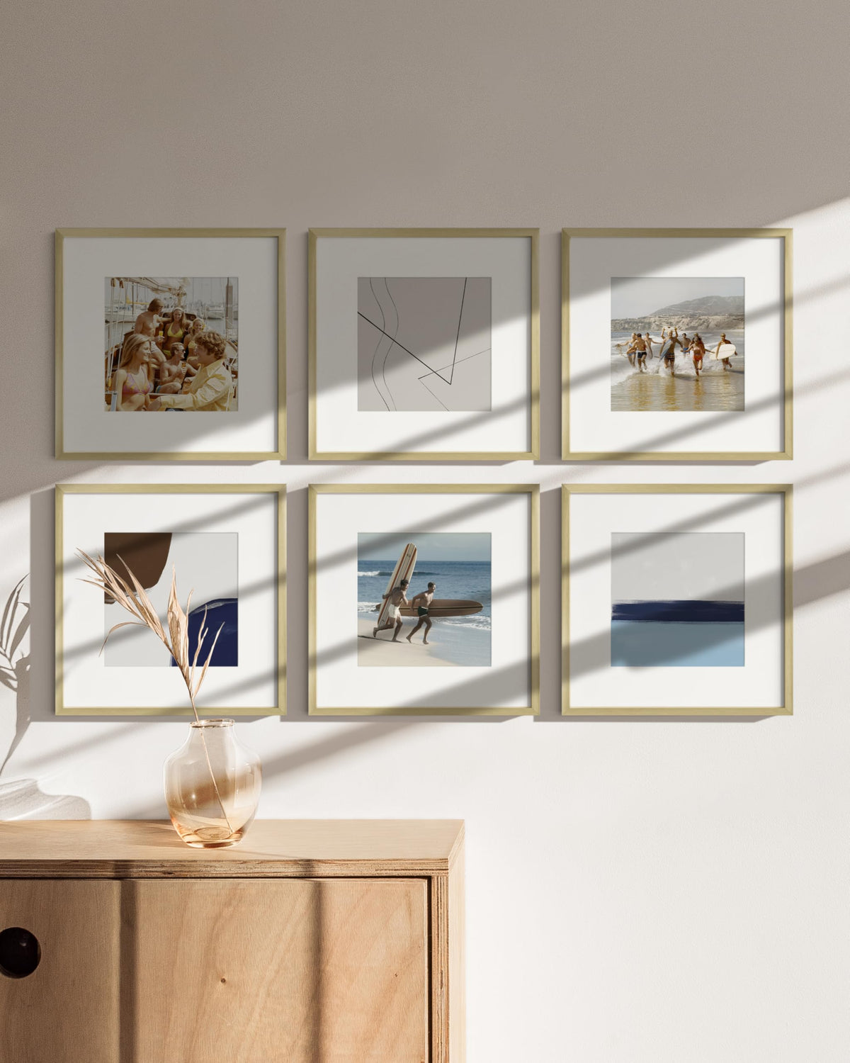12x12 Gold Metal Picture Frames Matted to 8x8 (6 Count)