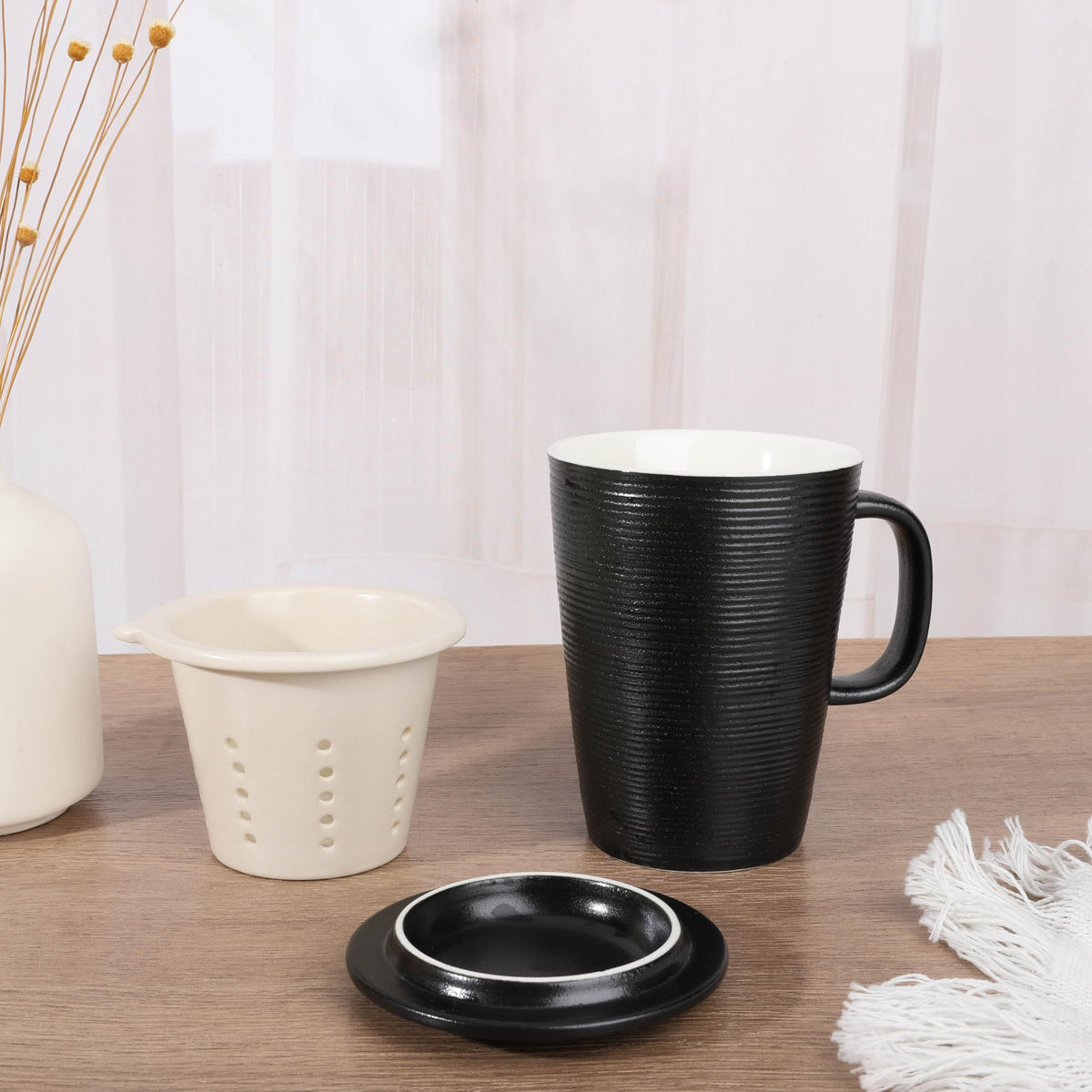 Ceramic Tea Mug 12oz Tea Mug with Infuser and Lid Loose Leaf Tea Cup