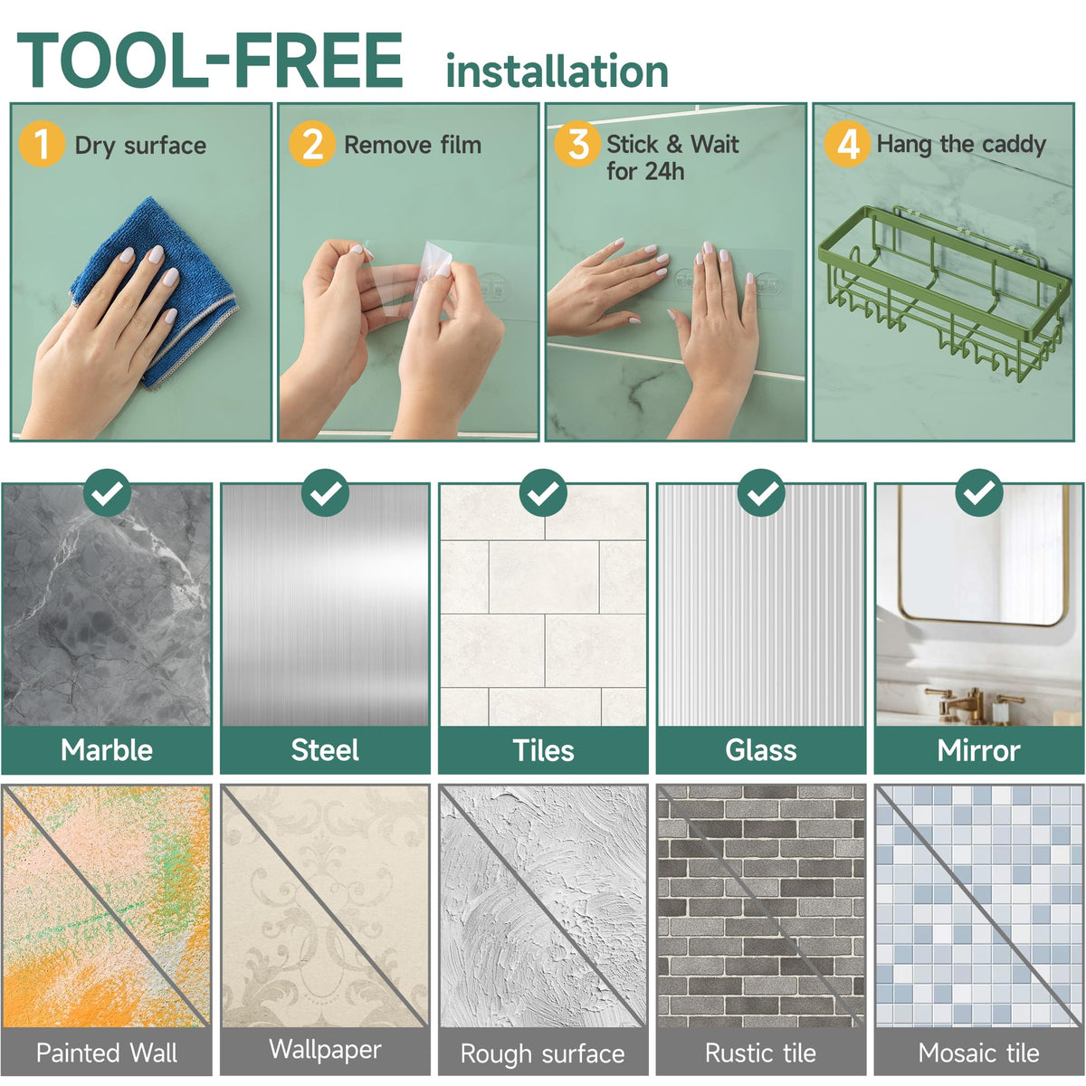 Rustproof & Waterproof Shower Caddy 6 (6 Count)
